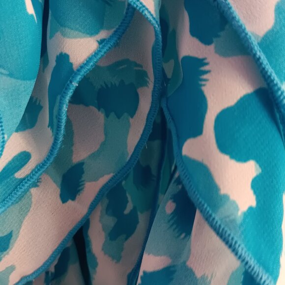 SUSAN GRAVER WOMEN'S LONG BLUE AND WHITE RUFFLE SCARF - Picture 1 of 5